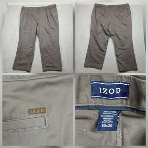 IZOD Chino Pants Men's 50x30 Khaki Cotton Casual Slacks